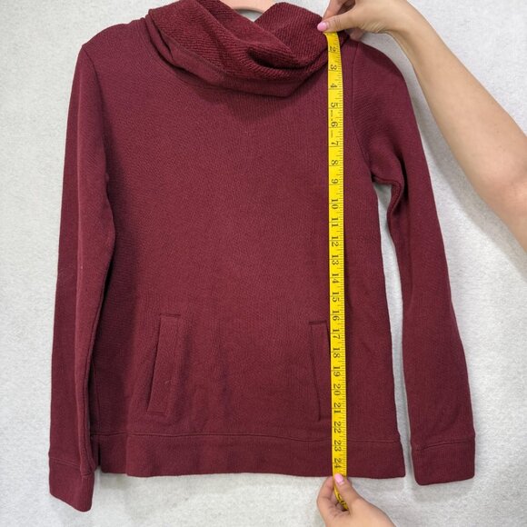 J Crew Sweater Womens XS Red Maroon Wool Blend Cowl Neck Pullover Pockets Cozy - Picture 5 of 11